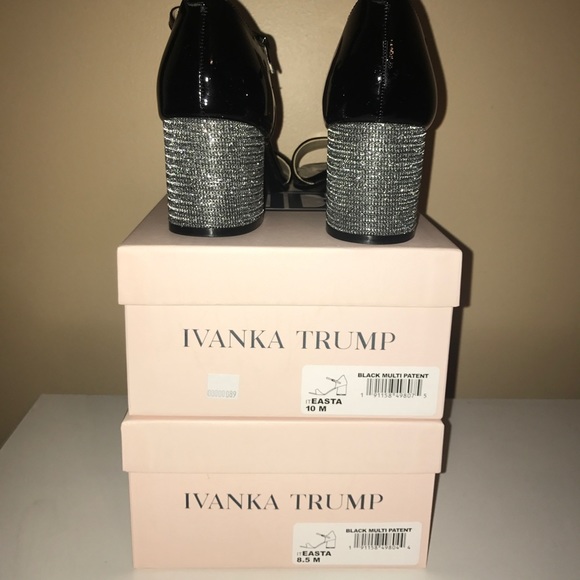 NWT IVANKA TRUMP Bling Block Heel Patent MaryJanes Heels Sandals - Picture 6 of 10